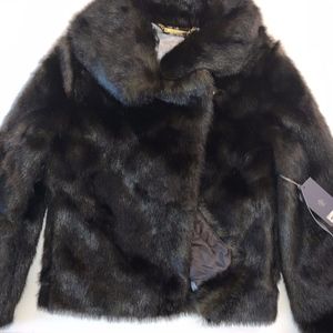 Jennifer Lopez Faux Fur Brown Coat Size M